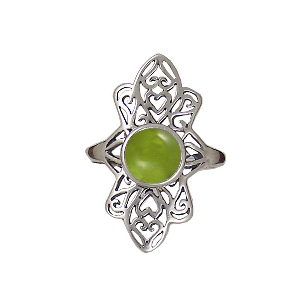 Sterling Silver Filigree Ring With Peridot Size 10